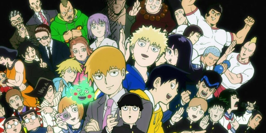 Group Shot Of Most Of The Main Cast From Mob Psycho 100